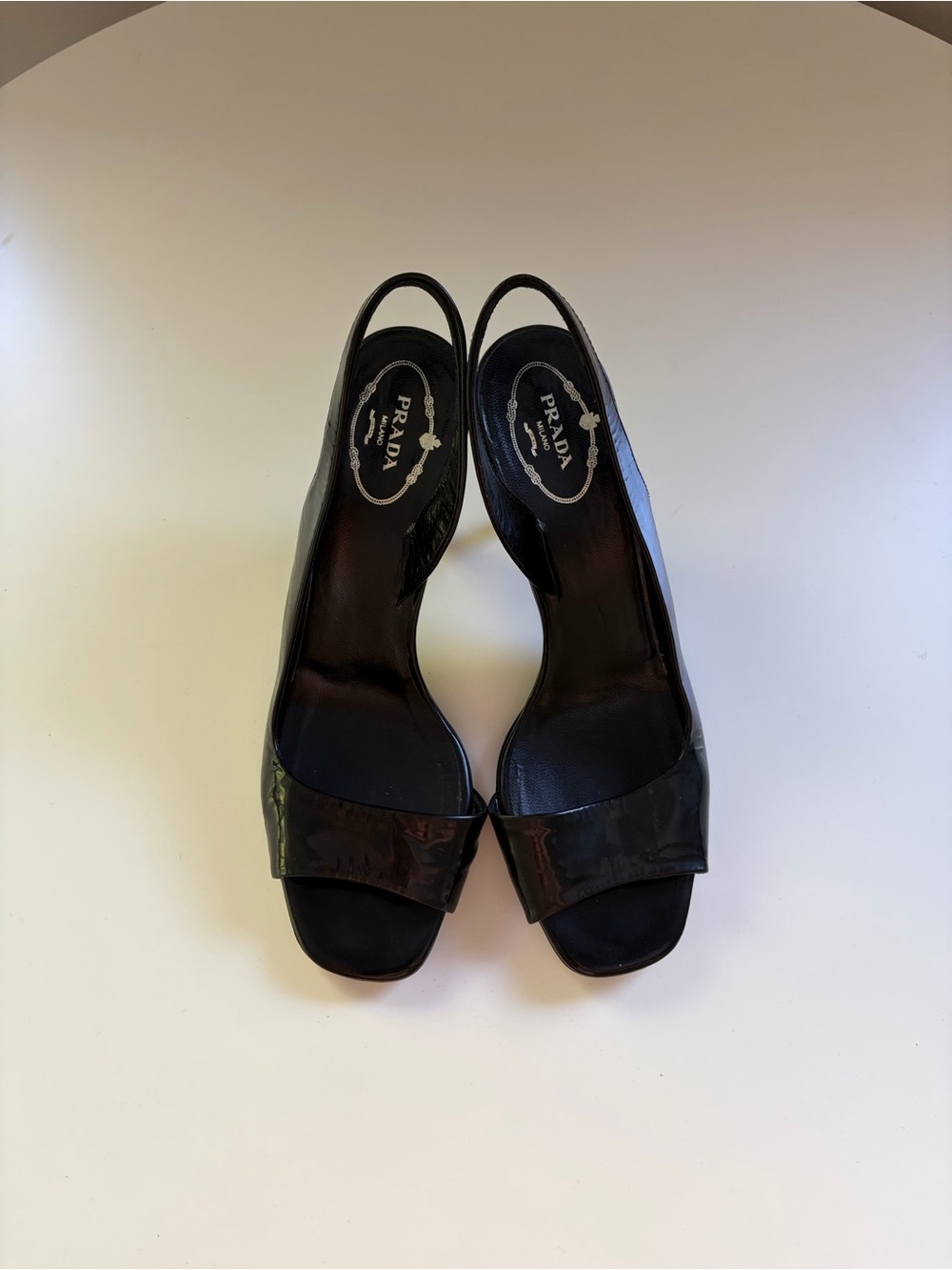 Vintage Prada Black Patent Leather Slingback Kitten Heels - Picture 4 of 6